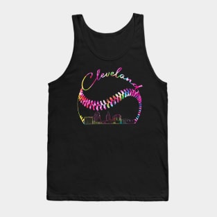 Tie dye, cleveland, skyline, baseball city, baseball lover Tank Top